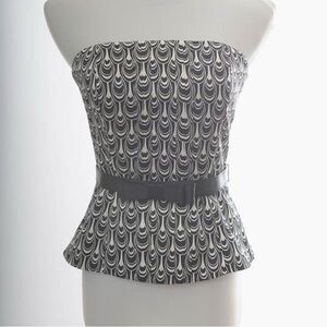 White House Black Market Black and White Strapless Top